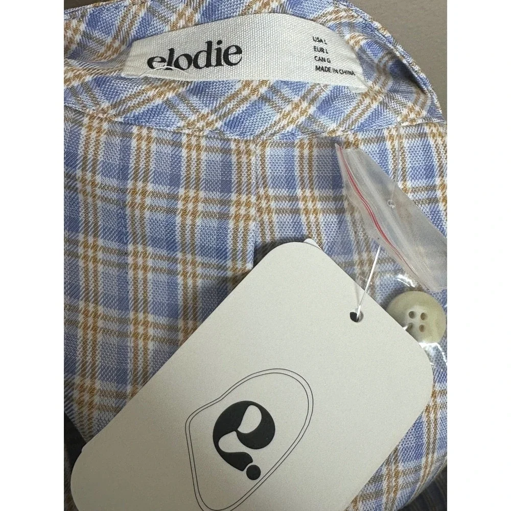 Elodie NWT Blue Plaid Pleated Mini Skirt Preppy Schoolgirl Checkered Large Chic